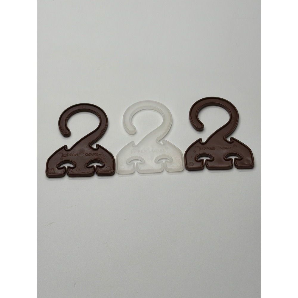 Vintage Tupperware Hang-It-All Hooks Set of 3 Brown Clear 315 Closet Organizer‎